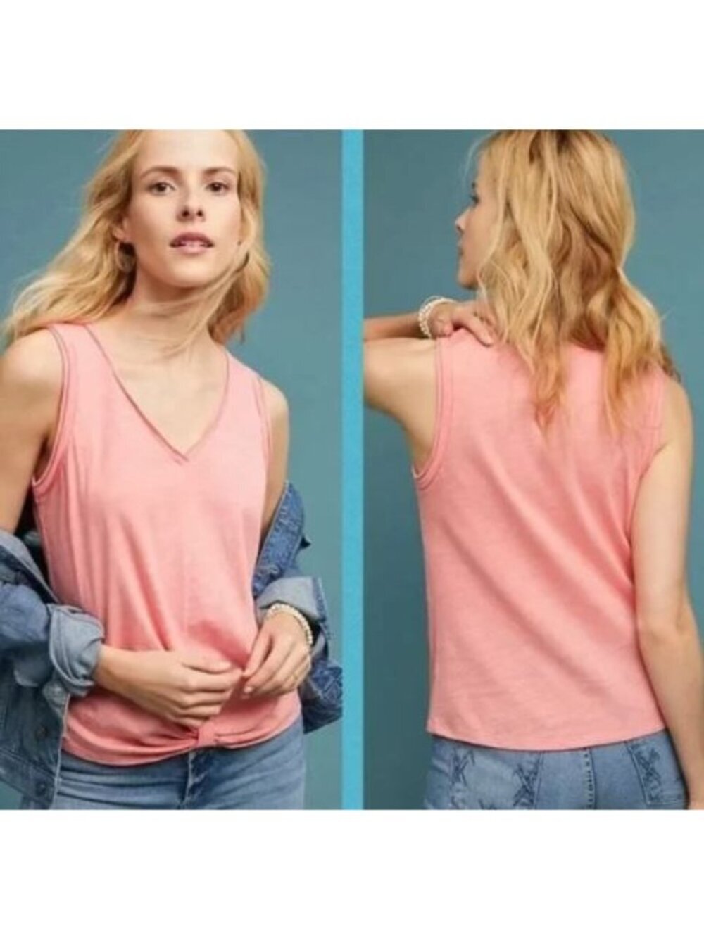 Anthropologie Bordeaux Gatineau Knotted Women's Tank Top Rose Medium Layer NEW